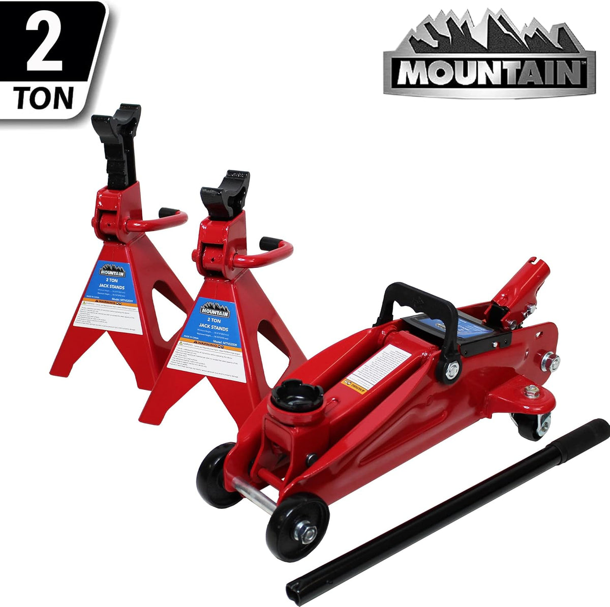2 Ton Trolley Jack and Jack Stand Combo, Heavy Duty Steel, 4,000 LBS. Capacity B19418