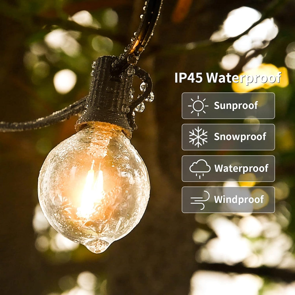 100ft 62 Dimmable G40 LED Clear Bulbs Waterproof Globe String Lights G817