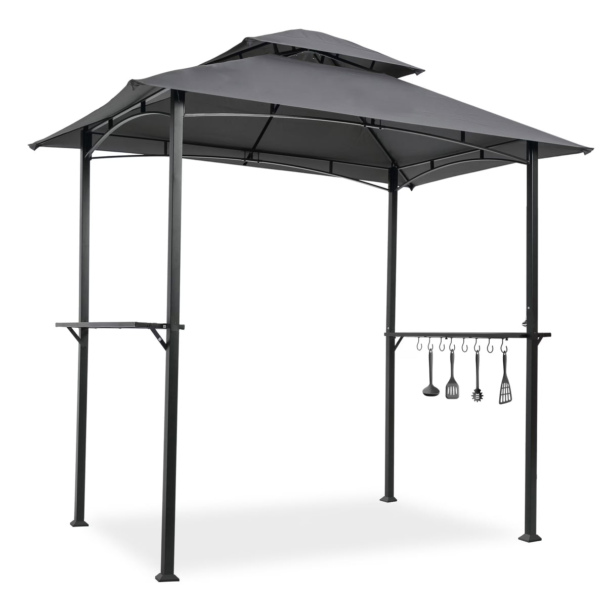Outdoor Grill Gazebo 8 x 5 Ft with Steel Frame and Bar Counters O105