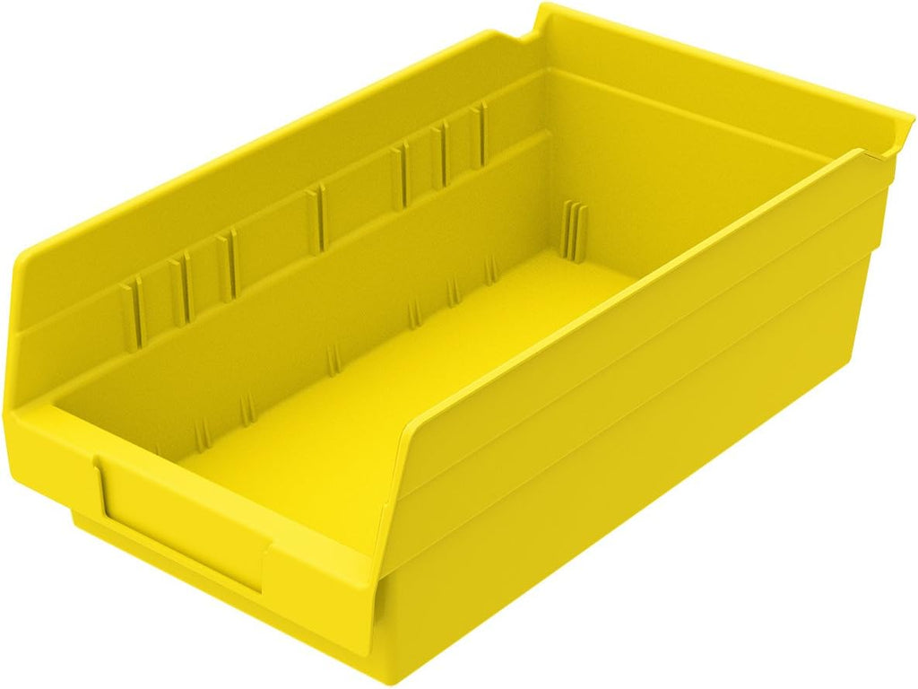 Plastic Nesting Shelf Bin Box, 12-Inch x 6-1/2-Inch x 4-Inch, Red, 12-Pack D253259