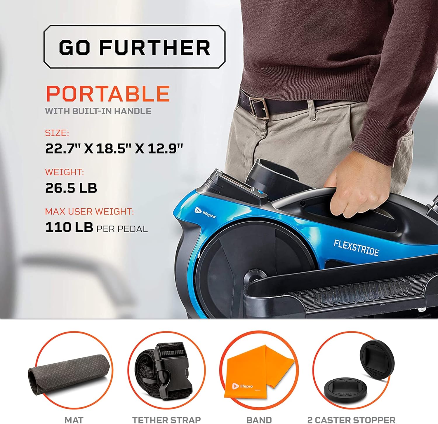 Blue Under Desk Elliptical Trainer with Adjustable Resistance V356539