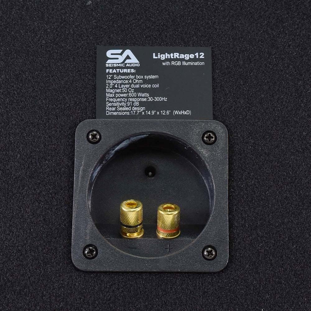 12 Inch 600 Watt Car Audio Subwoofer Enclosure with RGB Illumination I28696