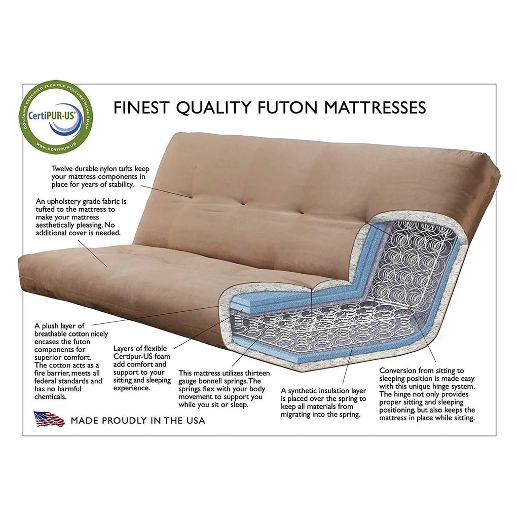 Linen Cocoa Futon Frame with Mattress O44342
