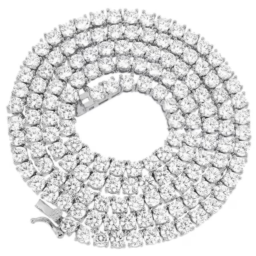 14K White Gold Finish Tennis Chain Necklace 24" U768