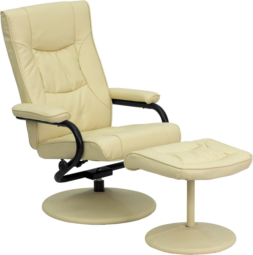 Cream Leathersoft Recliner/Ottoman W75933