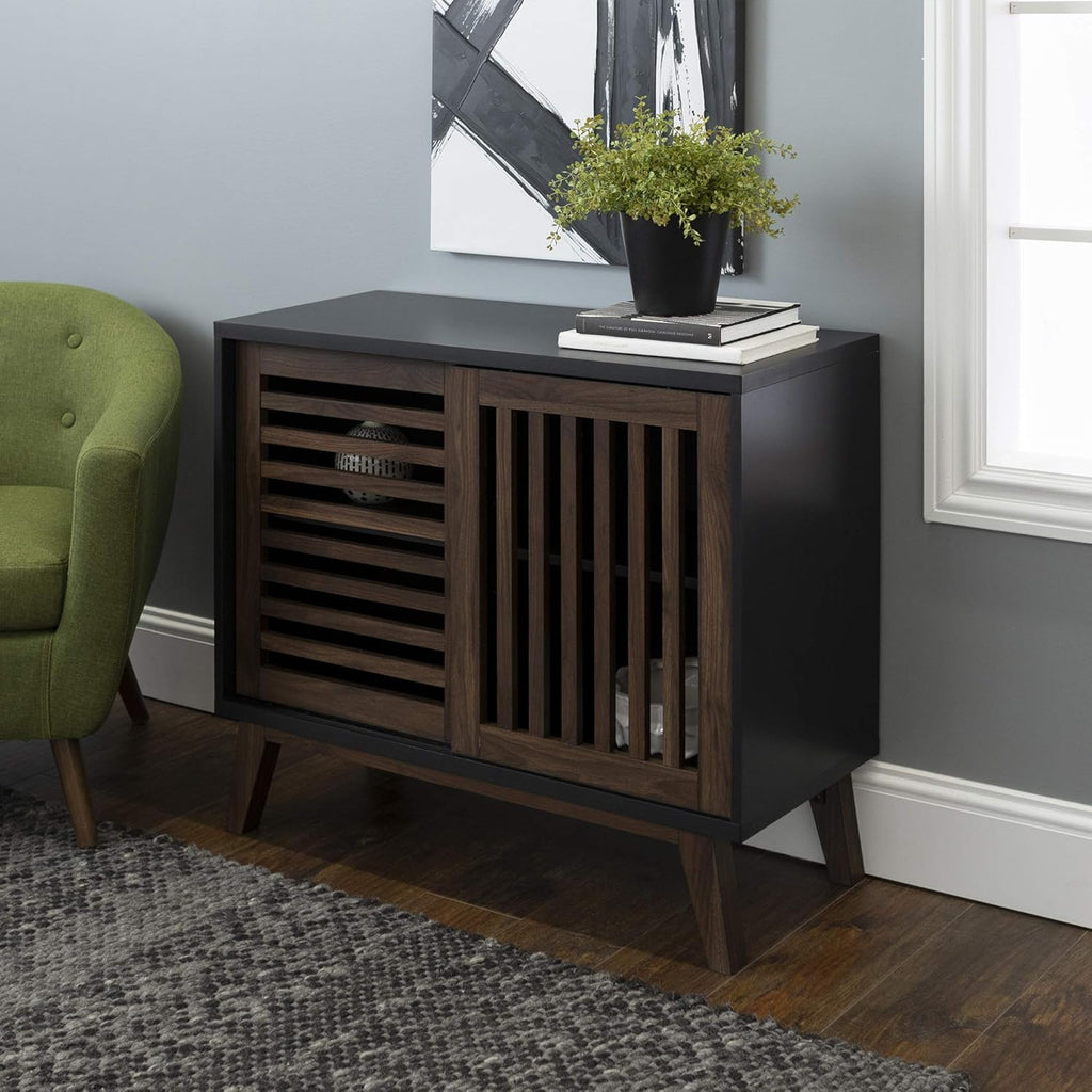 36 Inch Black and Dark Walnut Buffet Cabinet M83536
