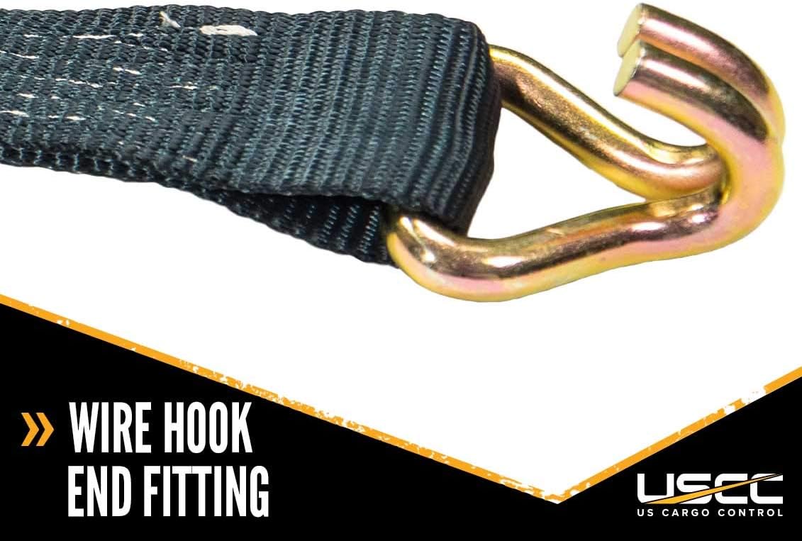 2 Pack 2 Inch x 18 Foot Black Ratchet Straps with Double J Hooks P4626