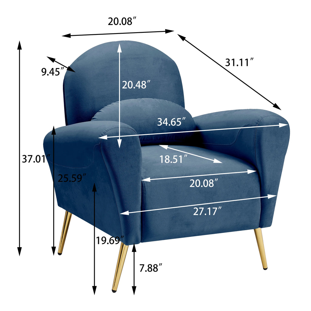 Blue Upholstered Armless Chair Q39388