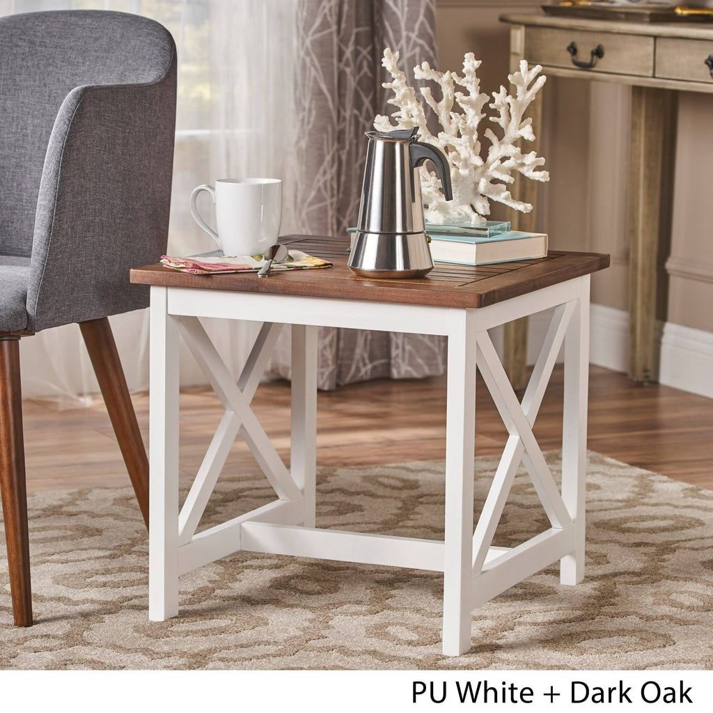 Dark Brown Acacia Wood End Table Y342029