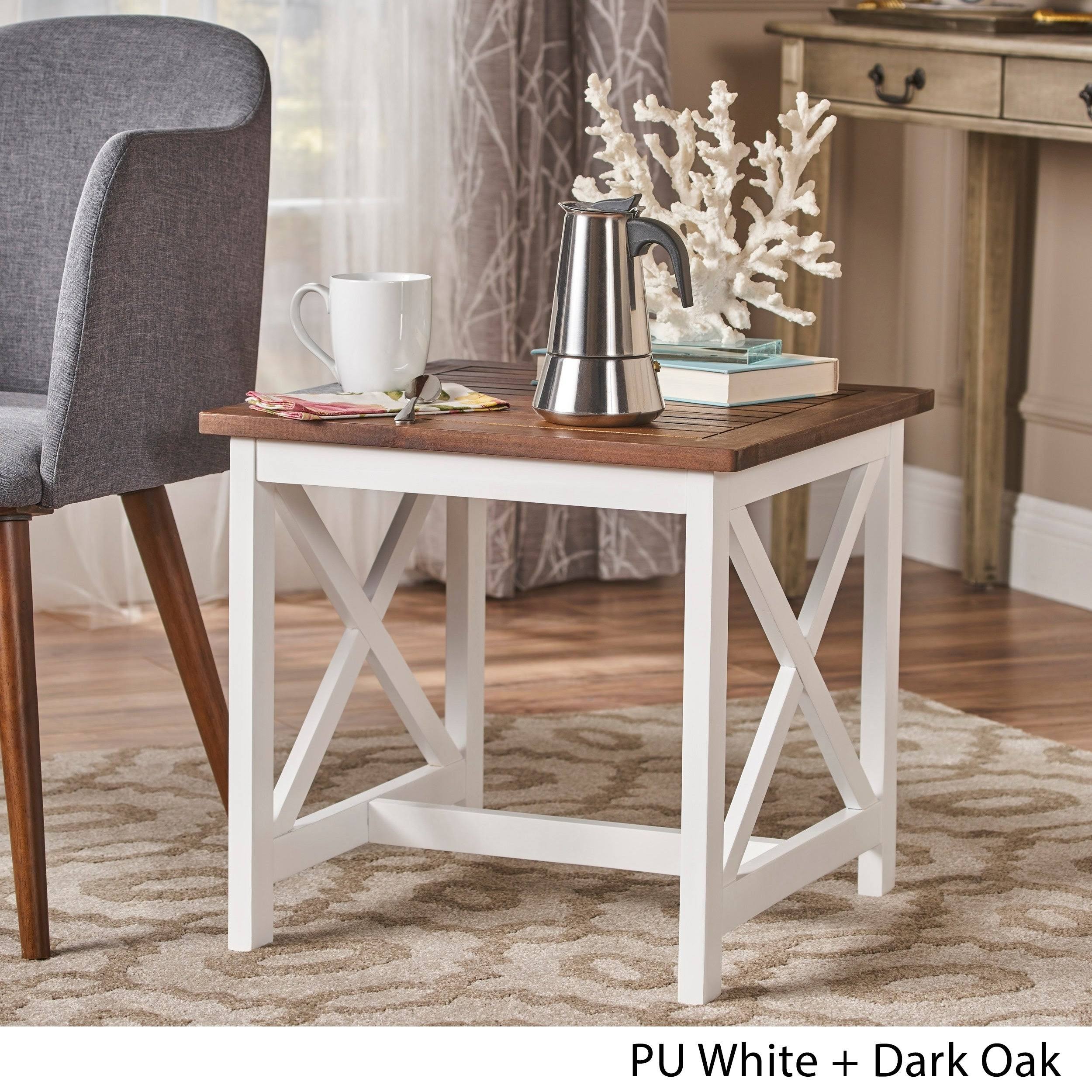 Dark Brown Acacia Wood End Table Y342029