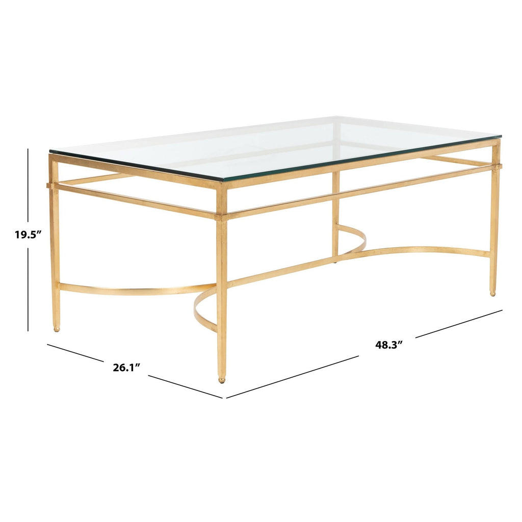Antique Gold Glass Cocktail Table I6317