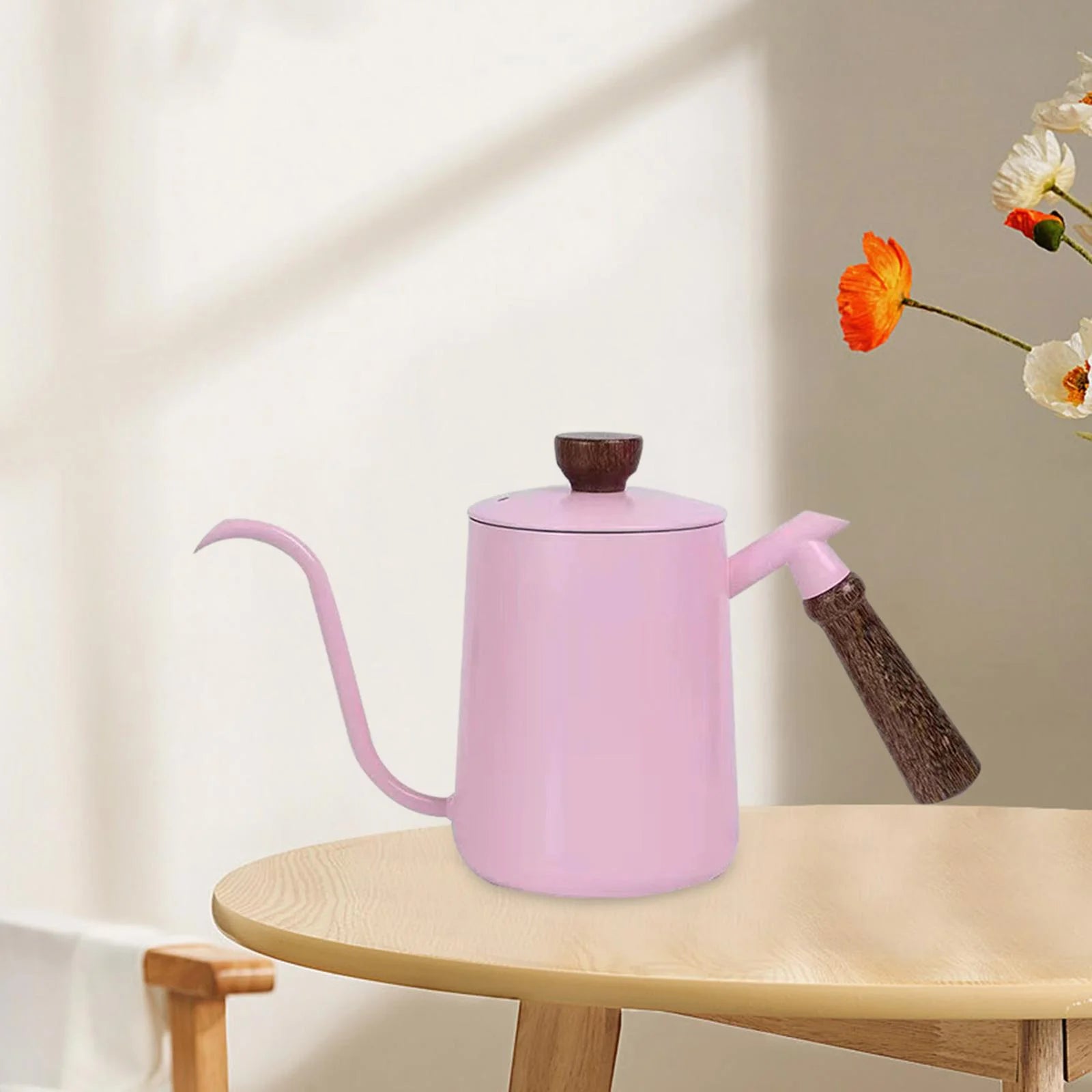 Pink 20oz Stainless Steel Drip Coffee Kettle with Long Narrow Spout C712