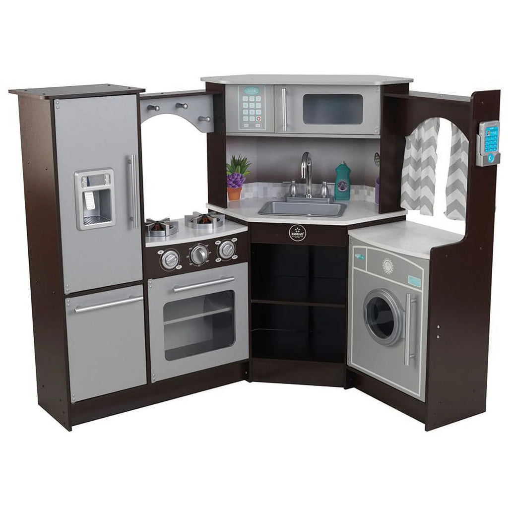 2 Piece Play Kitchen with Lights and Sounds and Chef Accessory Set Y7174