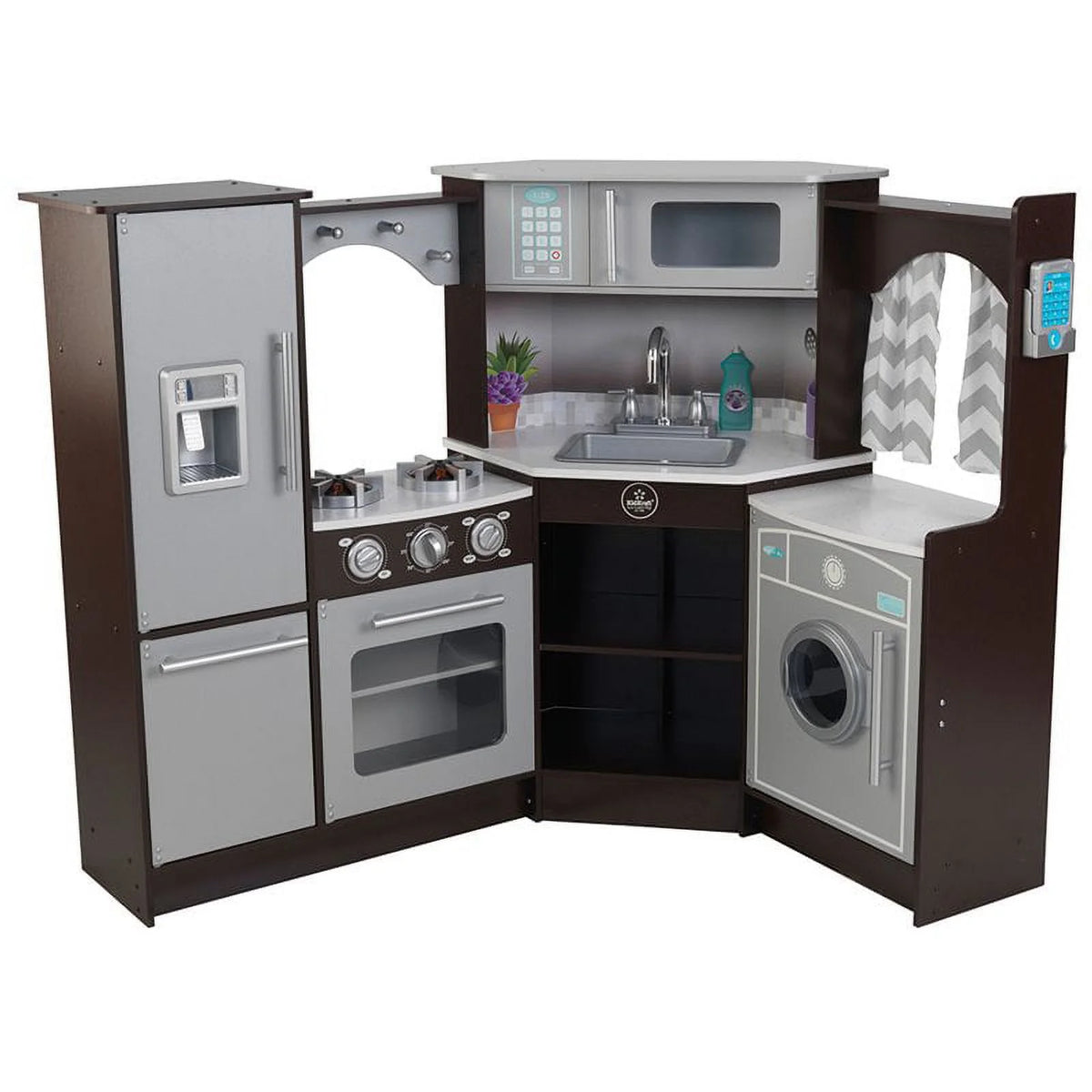 2 Piece Play Kitchen with Lights and Sounds and Chef Accessory Set Y7174