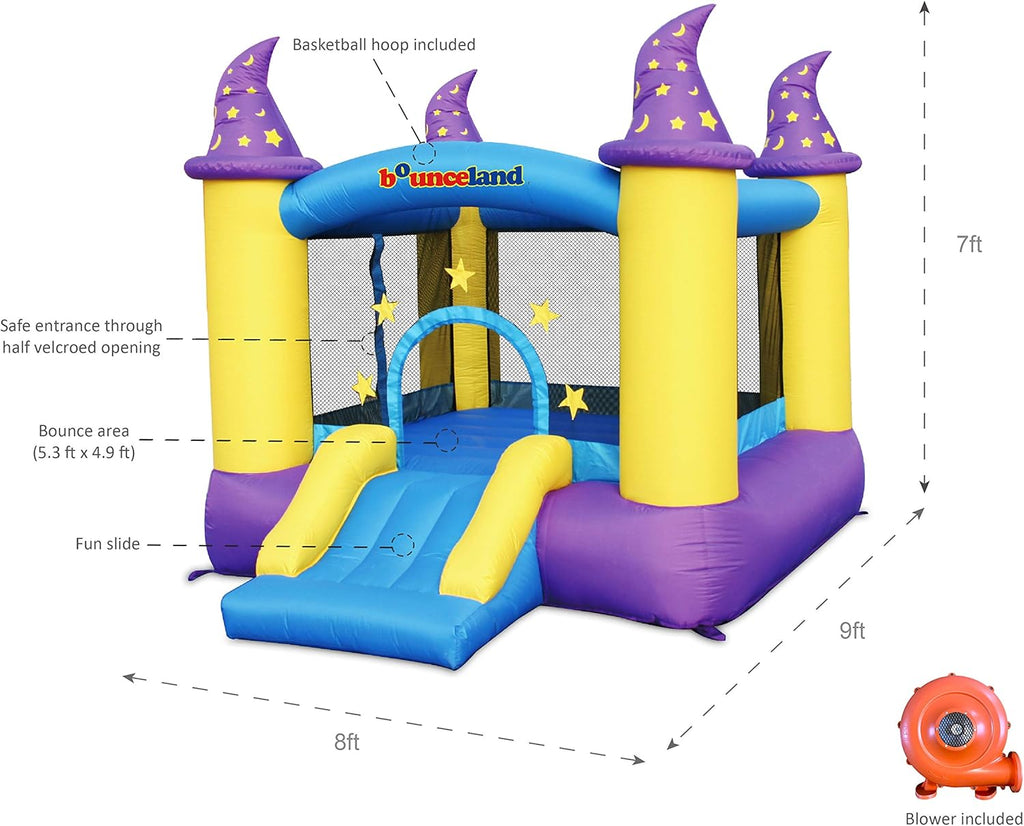 Inflatable Bounce House with Slide, 9 ft x 8 ft x 7 ft H H218456