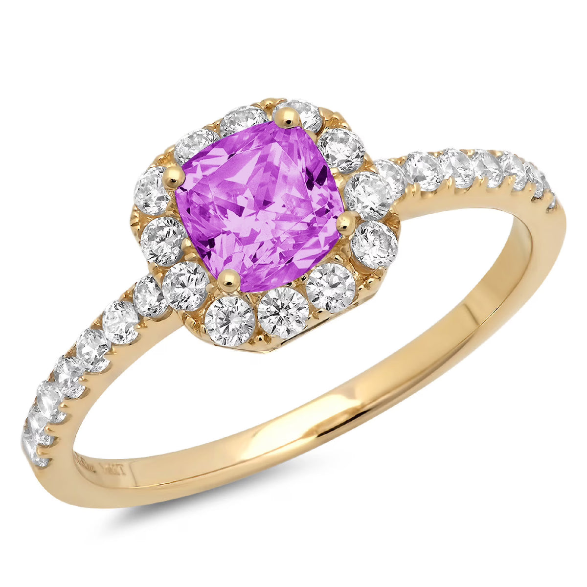 14k yellow gold simulated alexandrite halo ring size 7 F5366