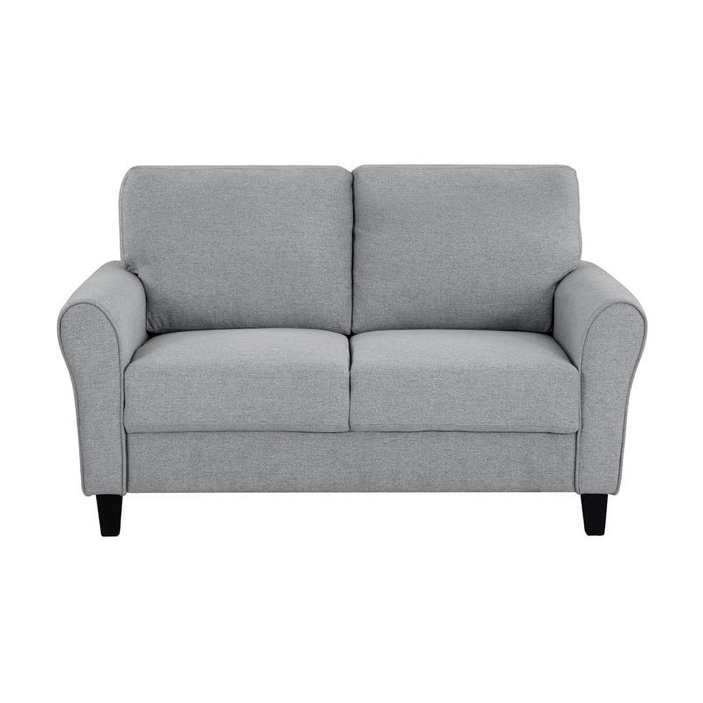 Transitional Solid Wood and Polyester Love Seat in Dark Gray/Black E2332