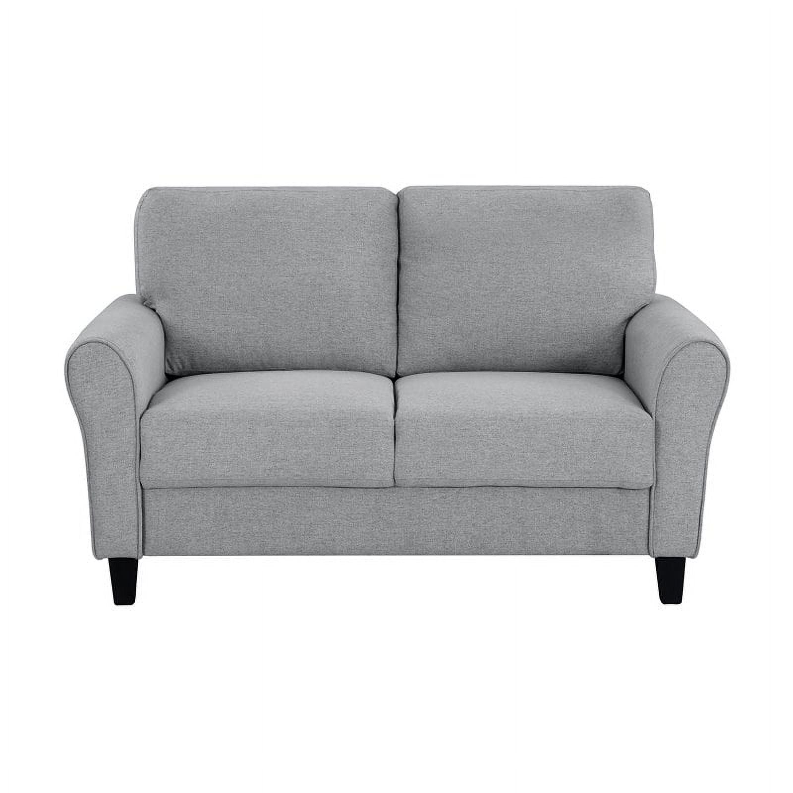 Transitional Solid Wood and Polyester Love Seat in Dark Gray/Black E2332