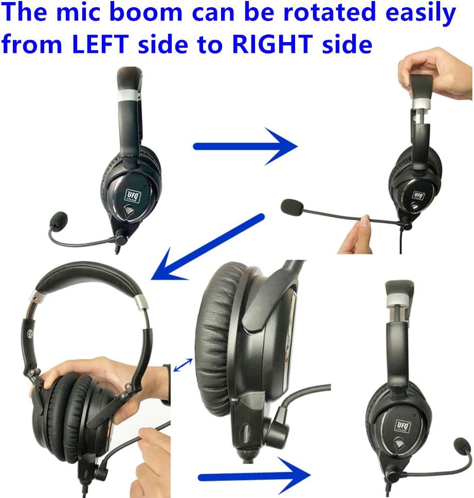 Aviation Headset with Metal Shaft and MP3 Input U476