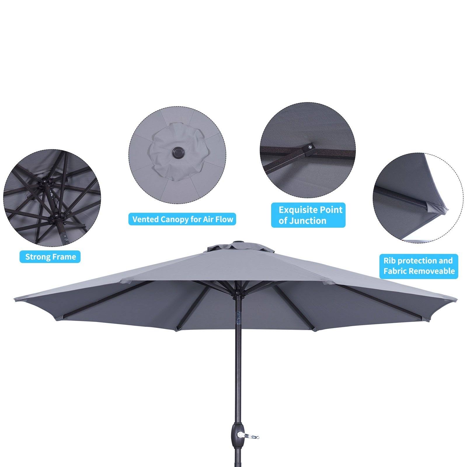 Red 9ft Waterproof Patio Umbrella with Tilt and Crank S16755