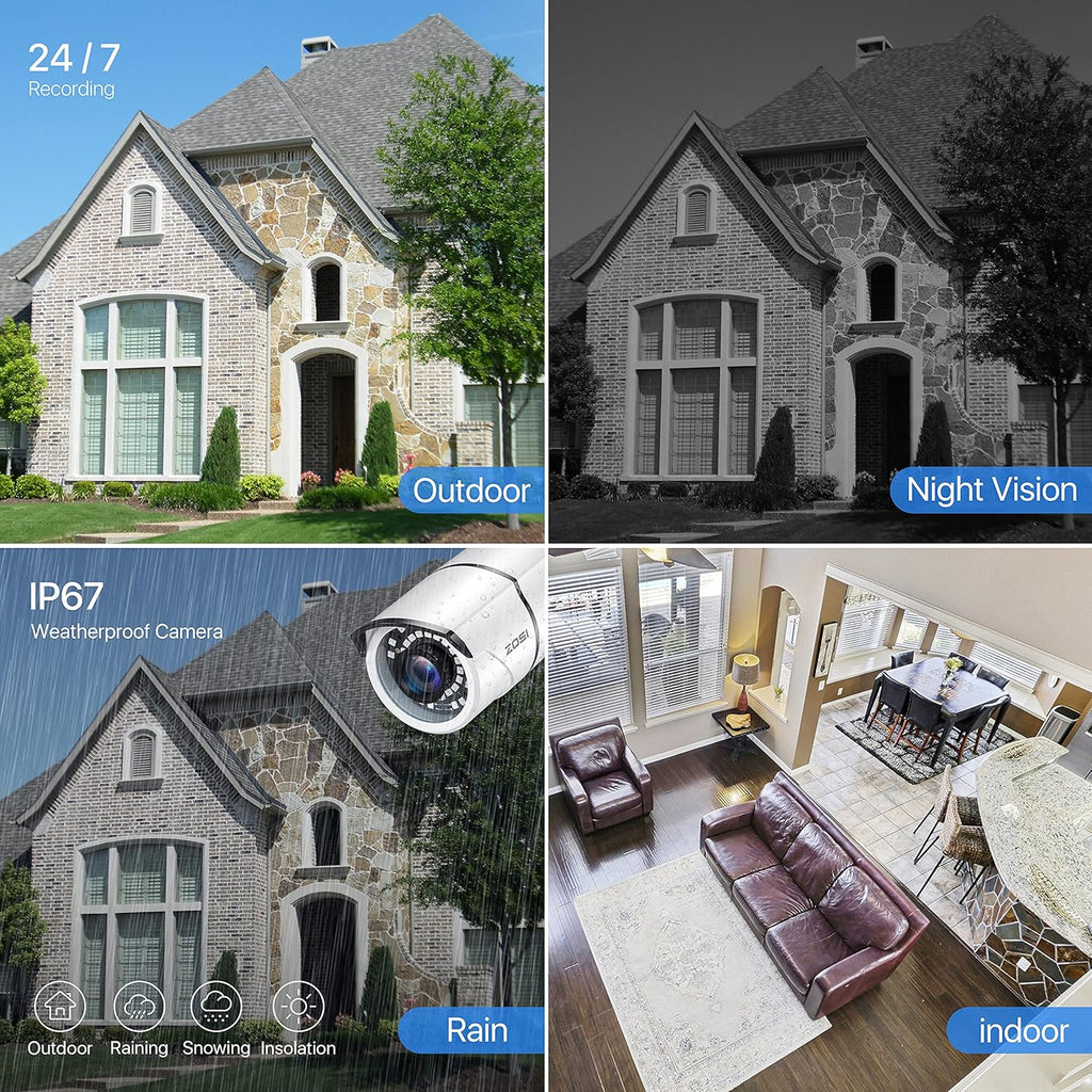 4 Pack 2MP 1080p HD-TVI Security Camera with 120ft Night Vision G1546