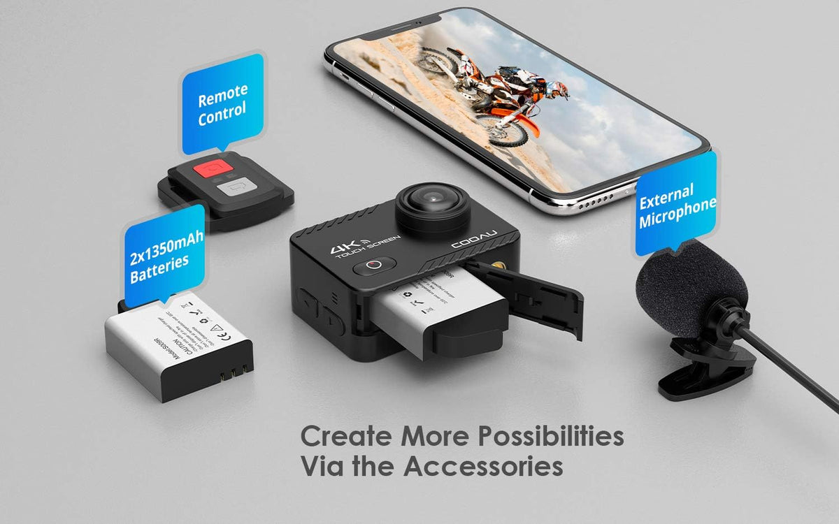 4K 60fps 20MP Touch Screen WiFi Action Camera with External Microphone S82428