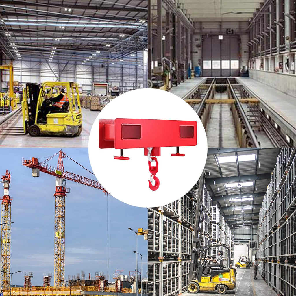 Forklift Lifting Hook, 4400lbs Capacity, Red, with Swivel Hook and Two Large T-Screws H370835