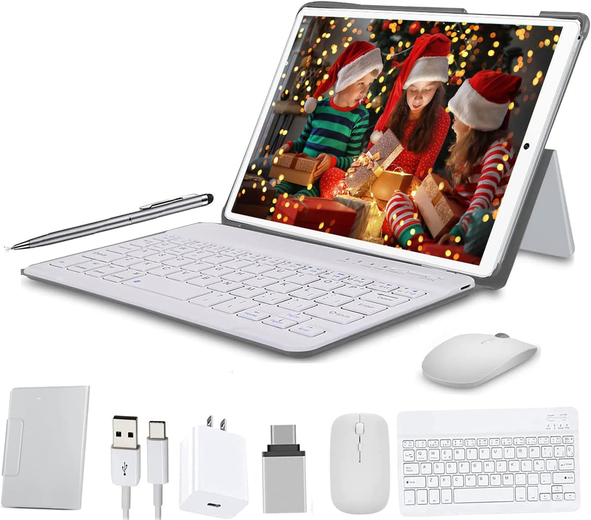 10 Inch Android Tablet with Keyboard, 4GB RAM, 64GB ROM, Red C6357