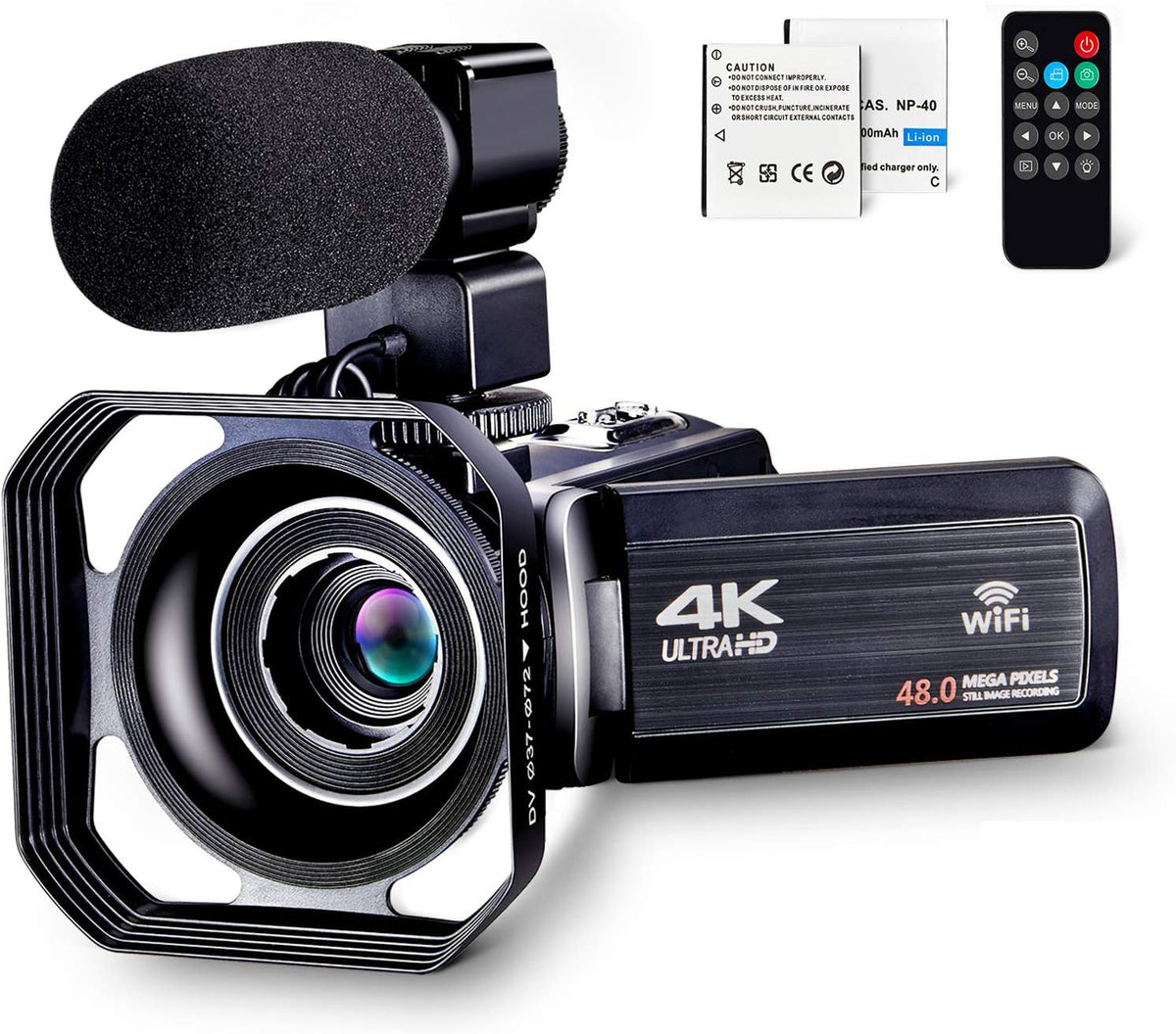 4K 48MP Camcorder with Microphone & Remote Control WiFi Digital Camera Q794