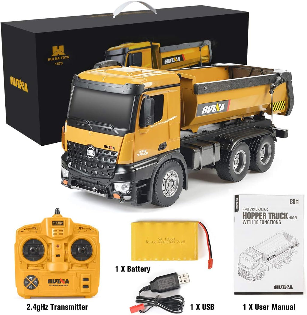 1/14 Scale Metal RC Dump Truck Toy with LED Lights O5568