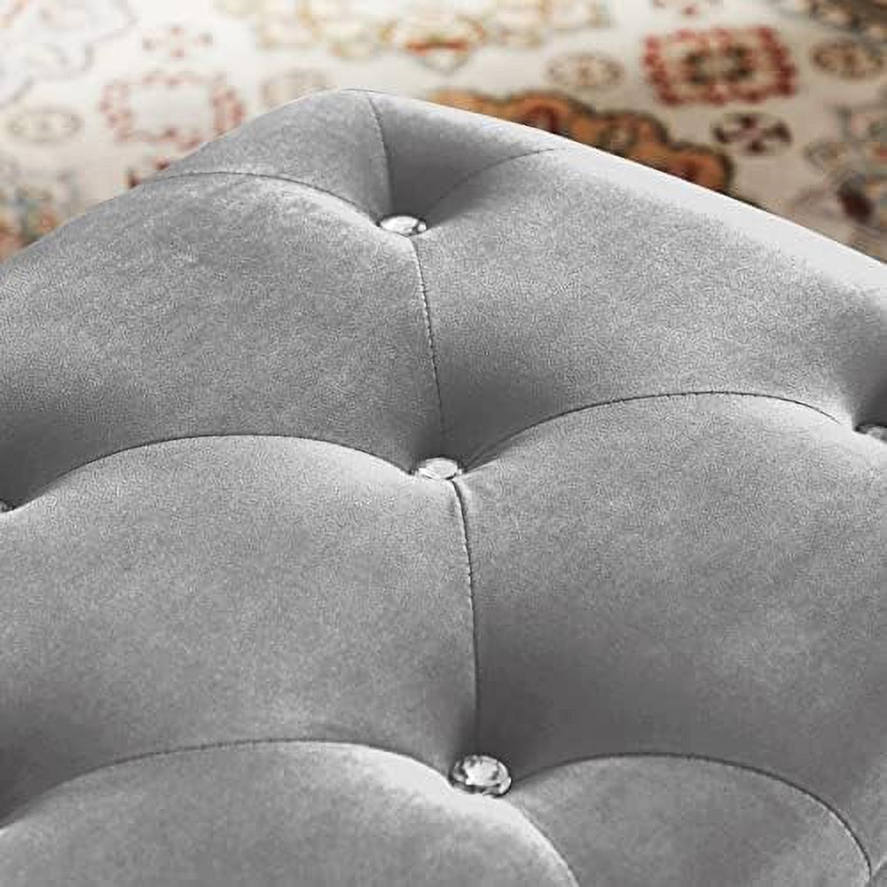 Grey Velvet Ottoman Bench with Flip Top Z37877