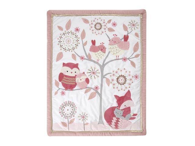 Pink/White 3 Piece Crib Bedding Set B7288