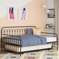 Black Full Metal Daybed with Twin Trundle Bed H6733