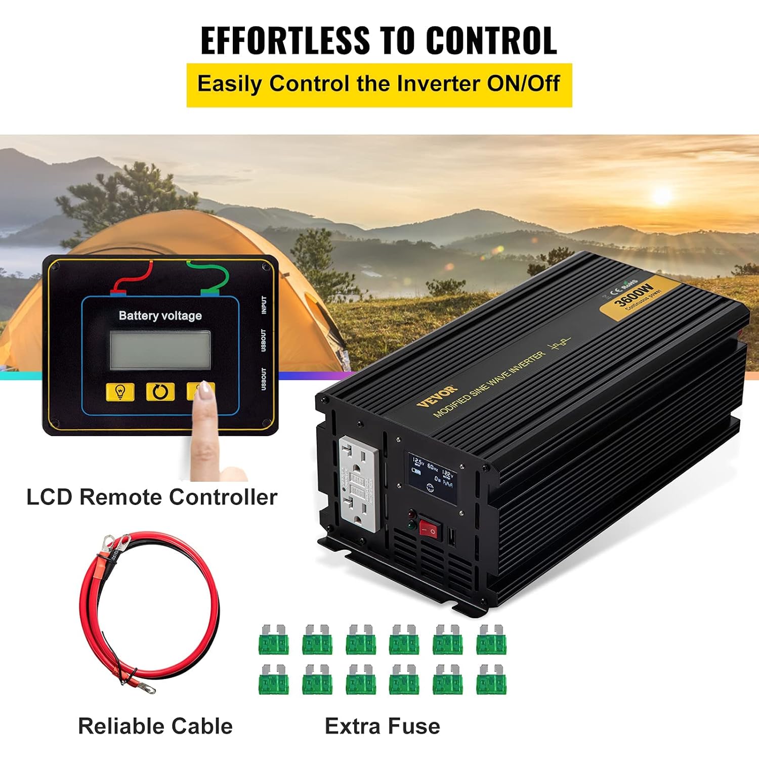 3600W Modified Sine Wave Power Inverter with LCD Display Z28692