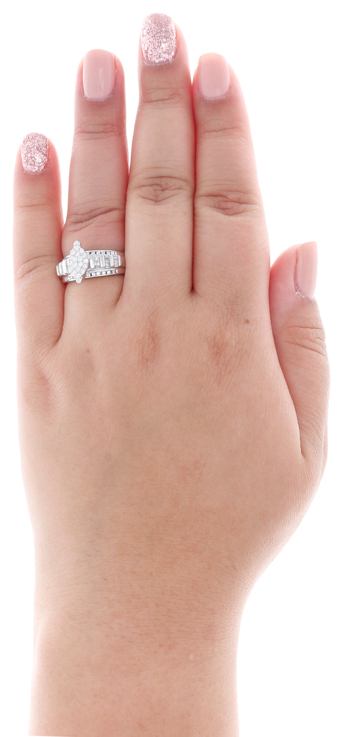 10K White Gold Diamond Cluster Engagement Ring 0.50 Ct. K589319