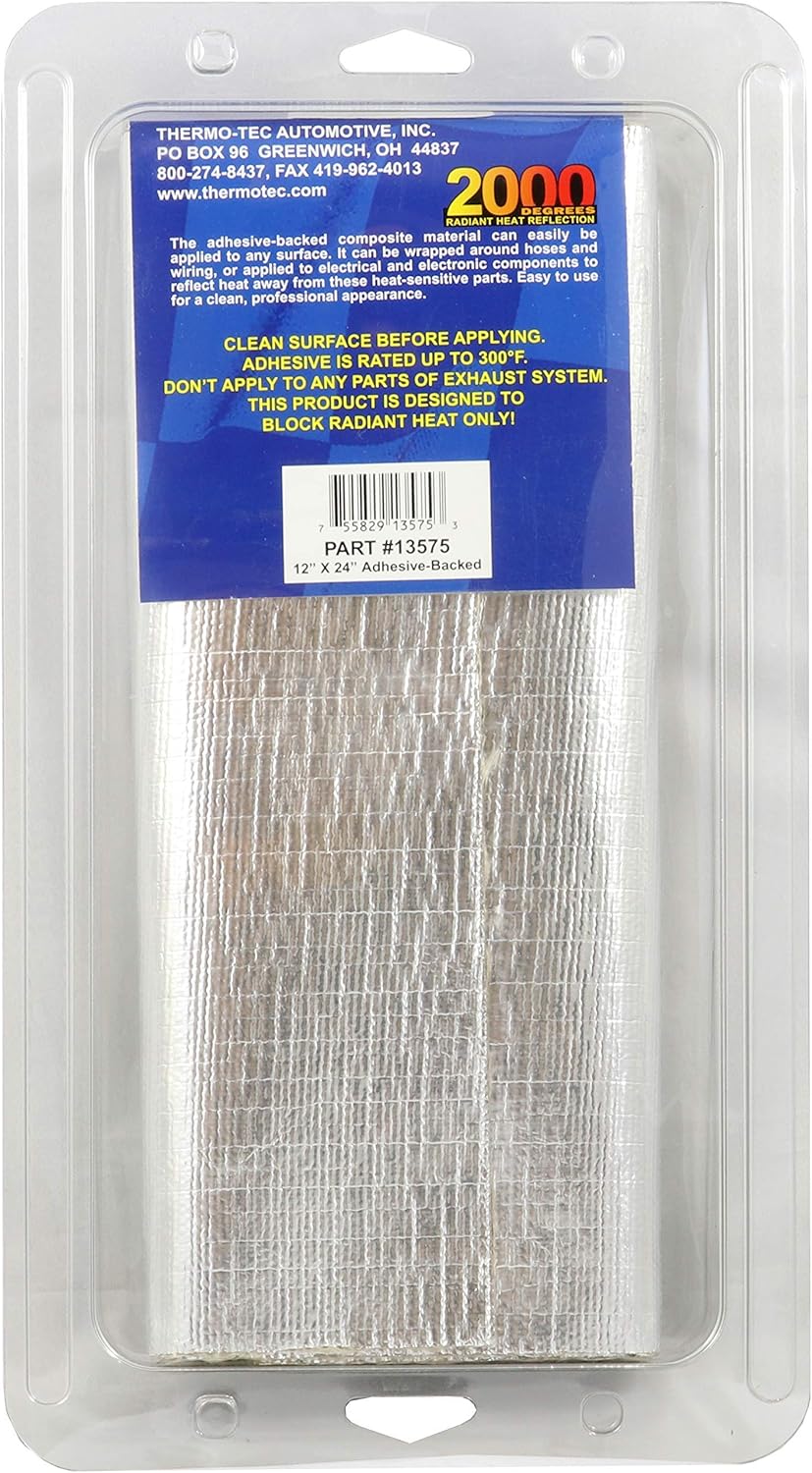 Adhesive Backed Aluminized Heat Barrier, 12" x 48" (2x 24" Sheets) Pack of 2 P79762