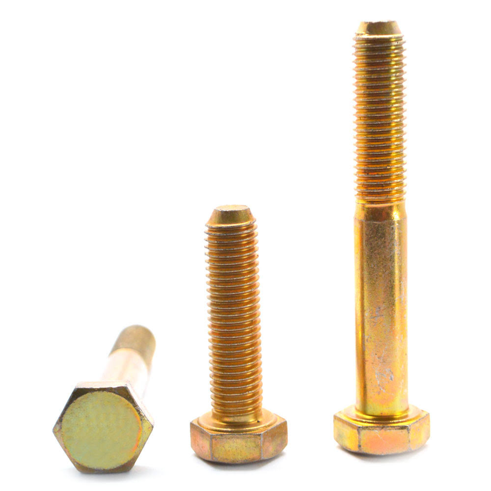 1/2x22-13 x 6x22 (PT) Coarse Thread Grade 8 Hex Cap Screw (Bolt) - USA Alloy Steel Yellow Zinc Plated Pk 10 N408605
