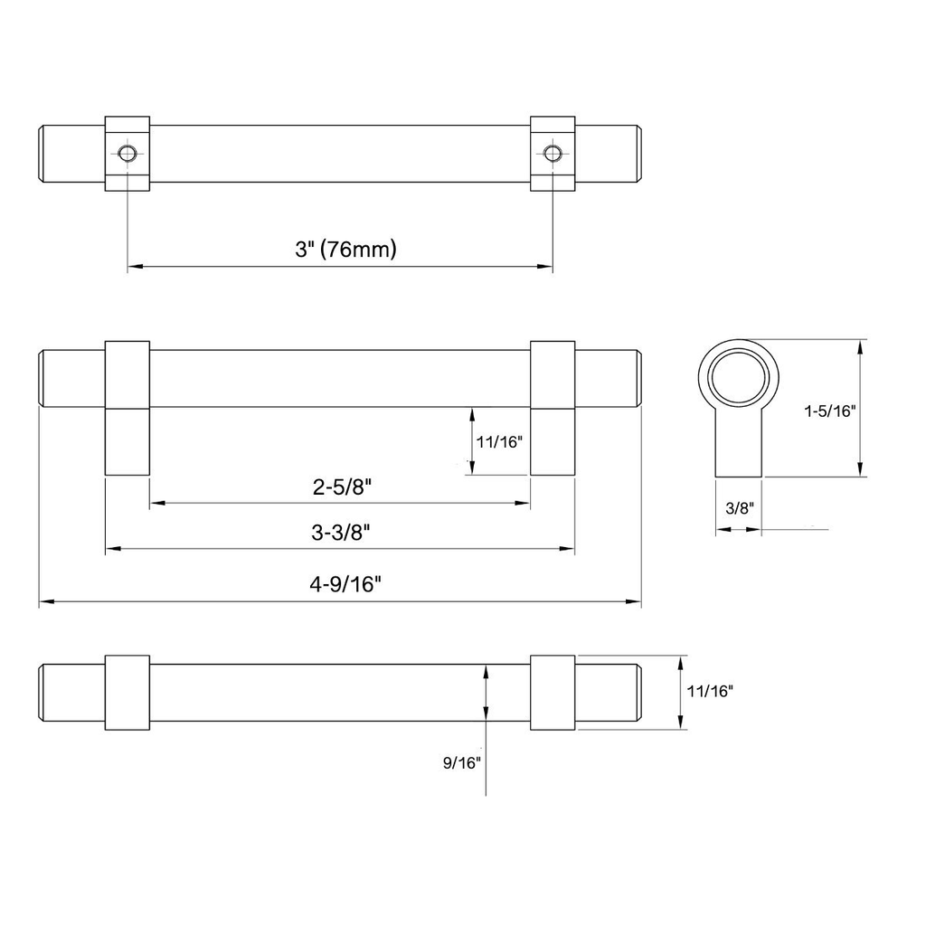 Flat Black Cabinet Hardware Bar Pull 25-Pack Y469541