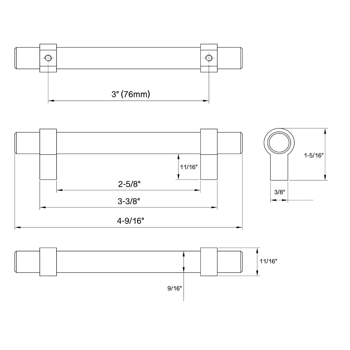 Flat Black Cabinet Hardware Bar Pull 25-Pack Y469541