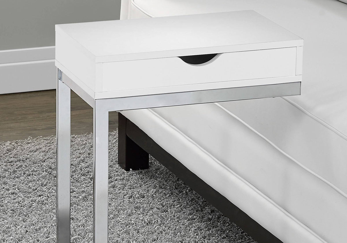 Cappuccino Finish and Black Metal Accent Table F13232