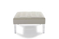 White PU Button Tufted Square Ottoman L88603