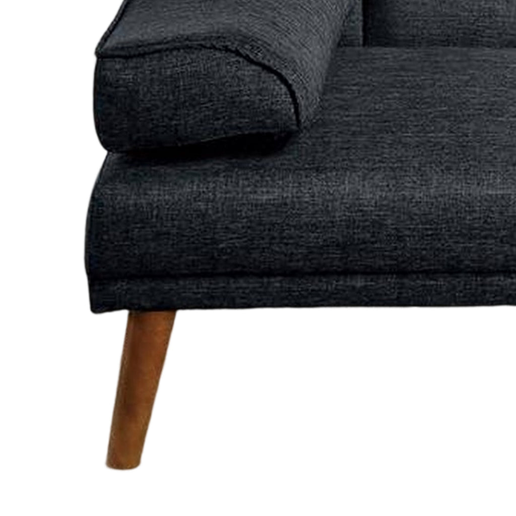 Black Adjustable Futon Sofa Bed with Vertical Channel Tufting N5461