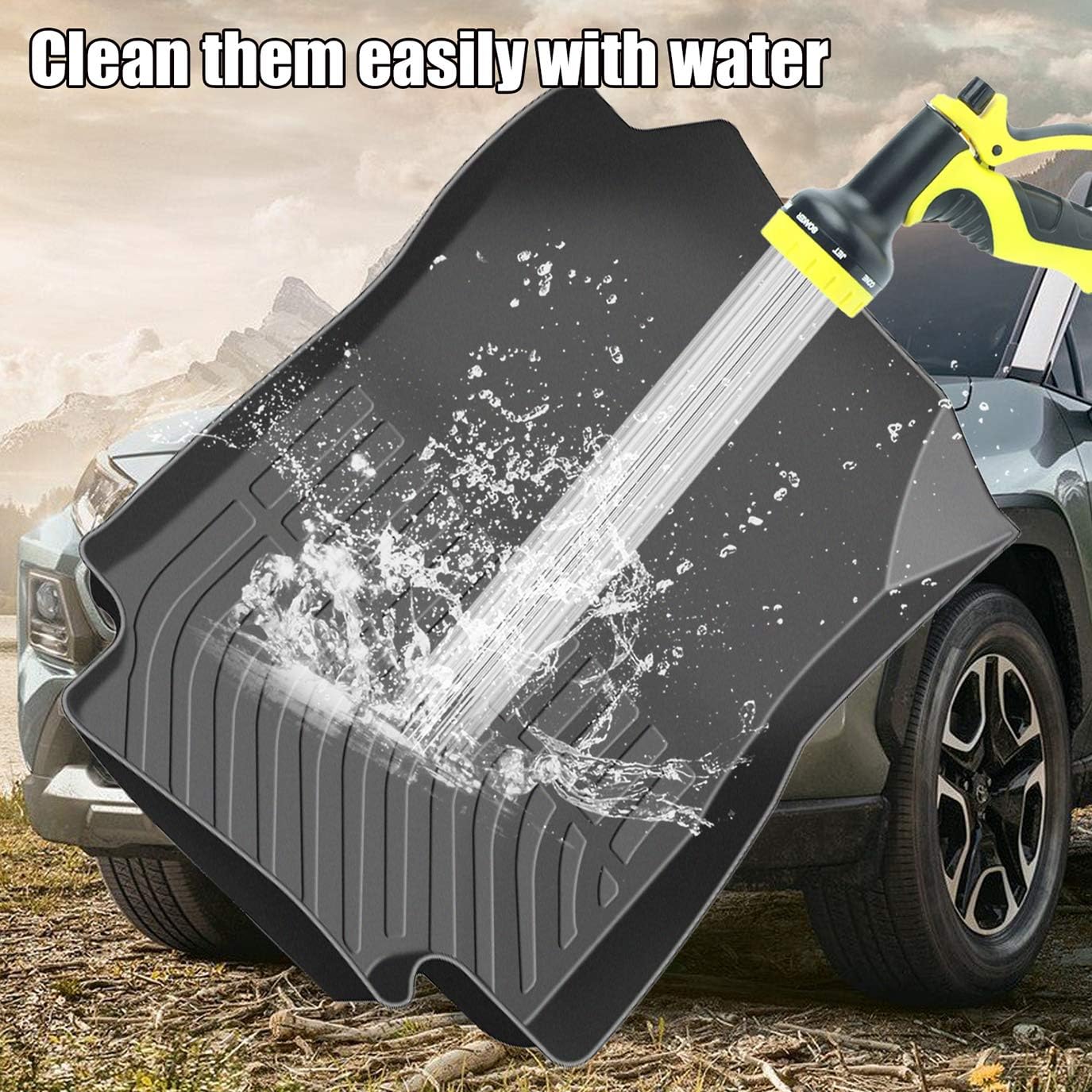 Black Floor Mats Front and Rear Car Carpet U32804