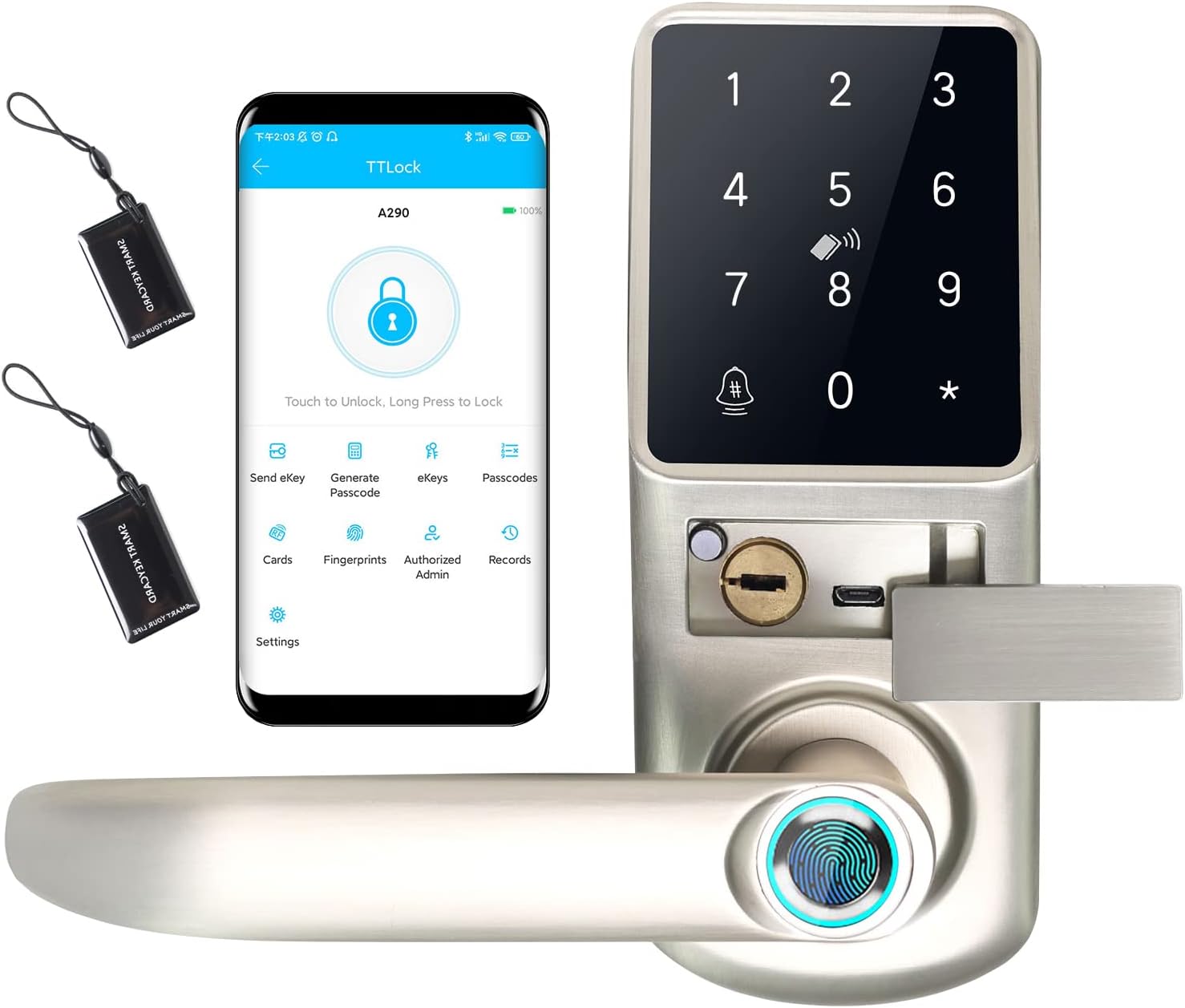 6-in-1 Keyless Entry Smart Door Lock with Keypads E607217