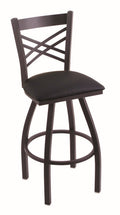 25x22 Swivel Counter Stool with Black Wrinkle Finish and Black Vinyl Seat M219235