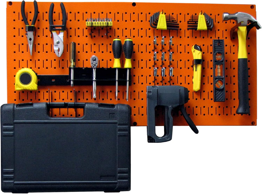 Red Pegboard Pack of 2 Metal Wall-Mounted Pegboard Tool Storage Unit J95582