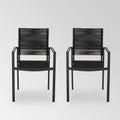 2pk Aluminum Dining Chair with Rope Seat - Dark Gray/Black D25106