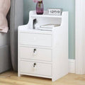 White 3 Drawer End Table with Lock Cabinet C214