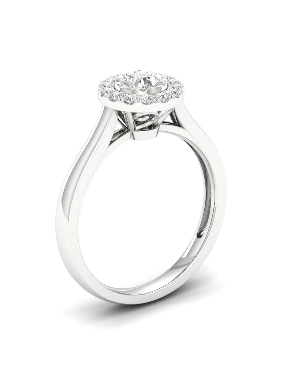 10K White Gold Single Stone Halo Engagement Ring V847