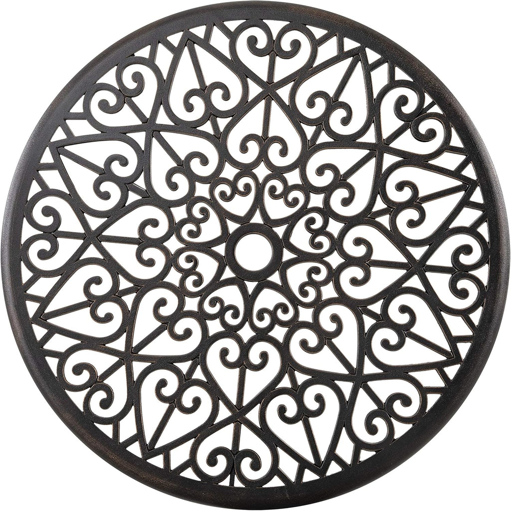 3 Piece Cast Aluminum Patio Bistro Table Set with Umbrella Hole W101